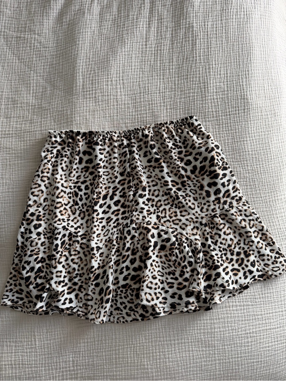 miami Leopard Print Ruffle Mini Skirt - Cream, Tan, Black